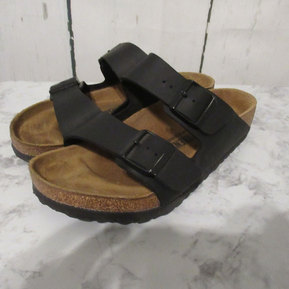 Birkenstock Arizona Sandals 39 8 8.5 Black Leather Slides
